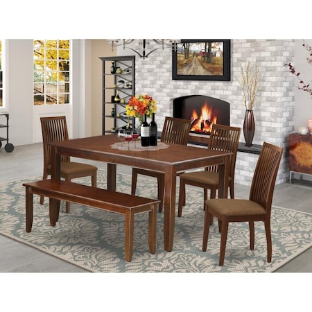East West Furniture 6 Piece Dudley Dining Set - Mahogany DUIP6-MAH-C